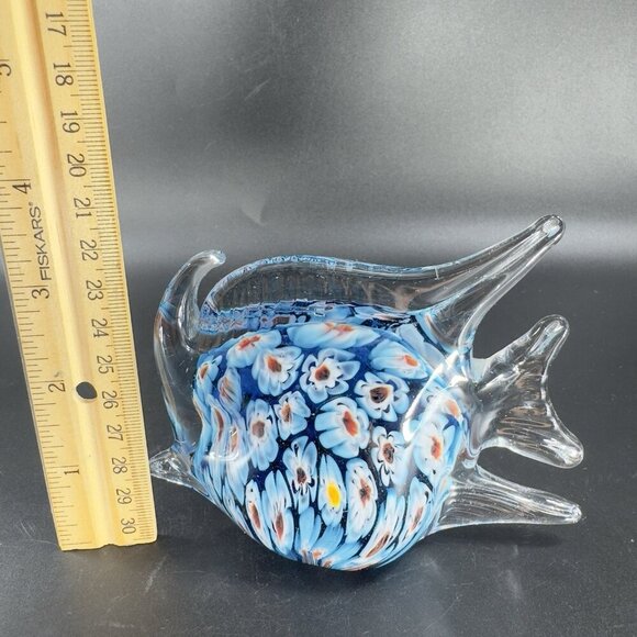 Vintage Venetian Glass Fish Figurine Paperweight With Heavy Millefiori Glass VTG - Picture 2 of 11